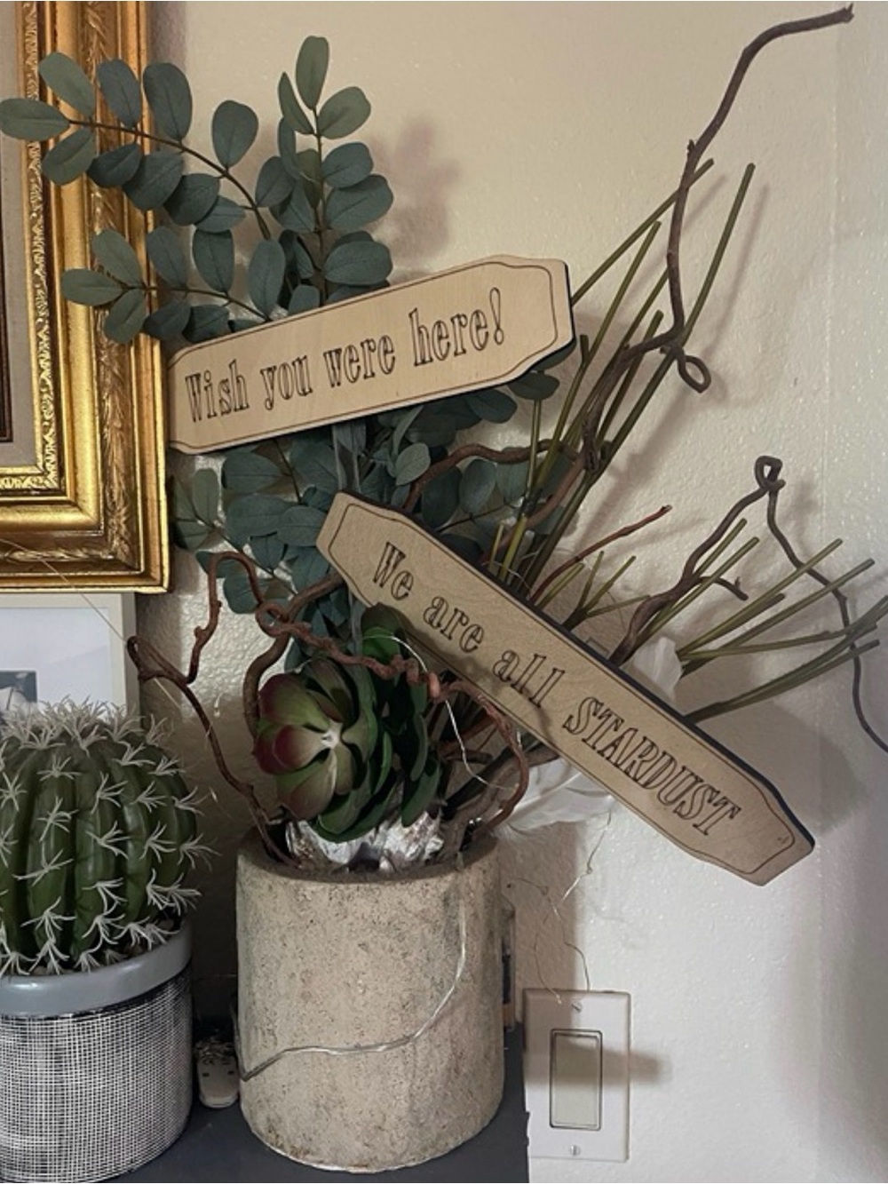 Handmade laser cut We Are All Stardust Wooden Wall Sign - Cream Home Accent